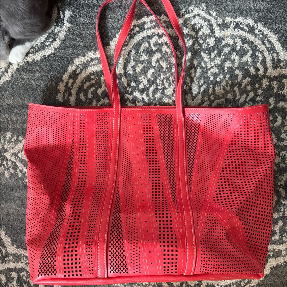 Chic Coral Perforated Tote Bag